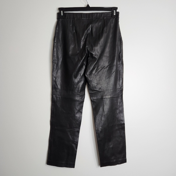 Theory Thaniel Bristol Black Lamb Leather Slim Leg Pants Size 4 - Picture 12 of 15